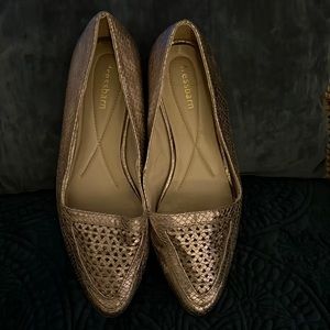 Gold loafer style flats